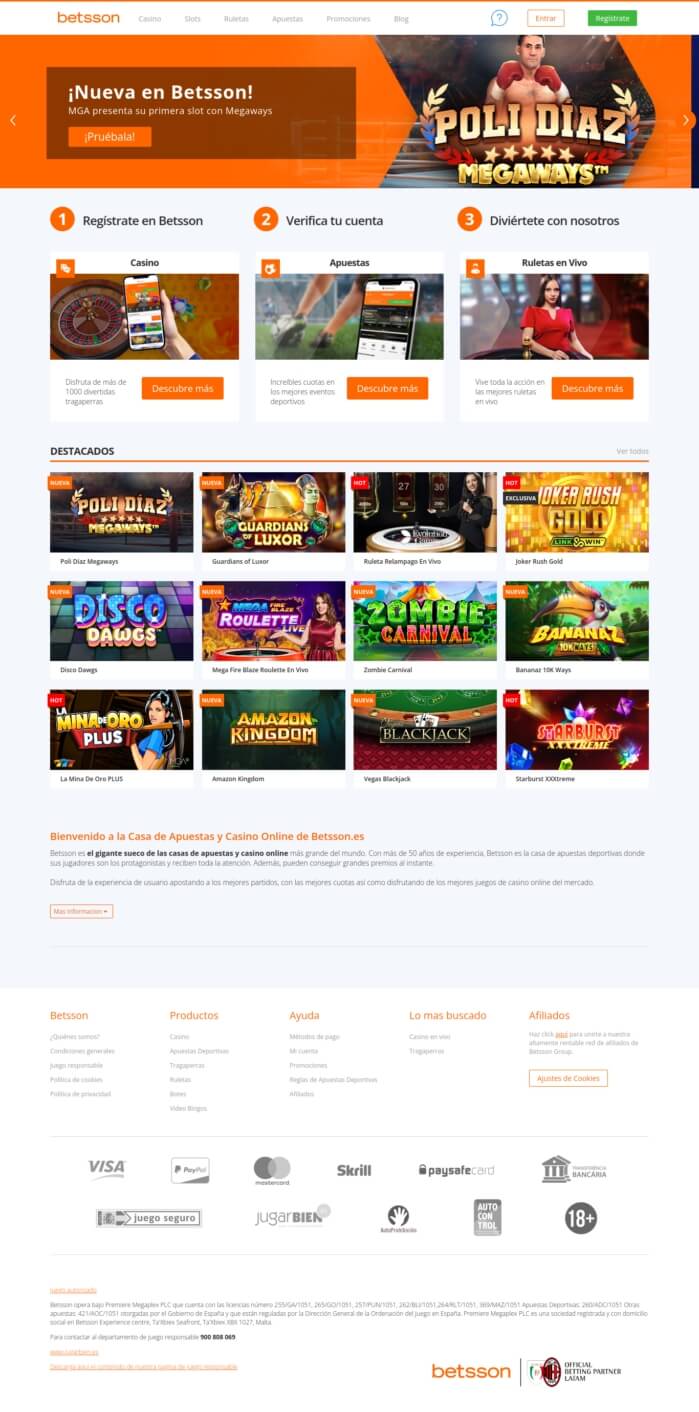 Casa de Apuestas Deportivas y Online Casino Betsson España Reseña