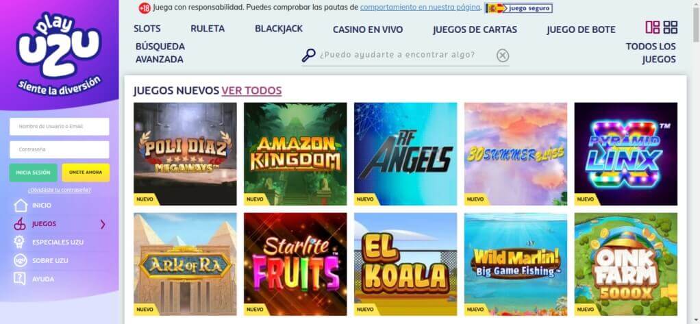 PlayUZU Casino España Tragamonedas y Juegos de Casino