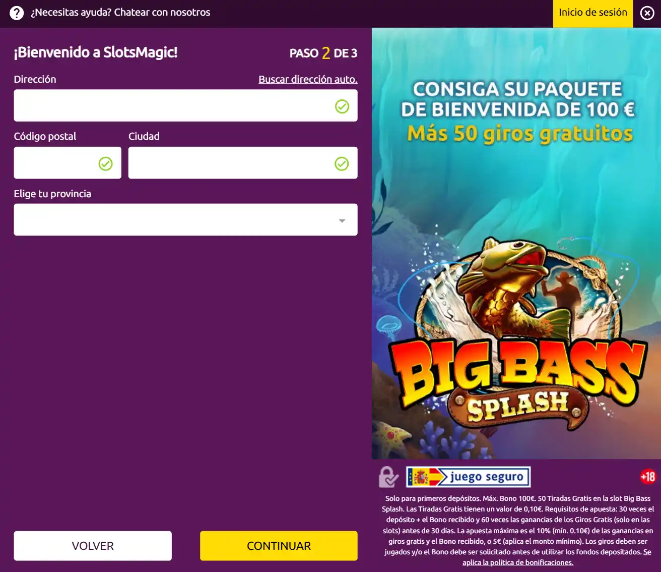 Registrar una cuenta en Slots Magic Casino - Paso 3 Registrar una cuenta en Slots Magic Casino España - Paso 3