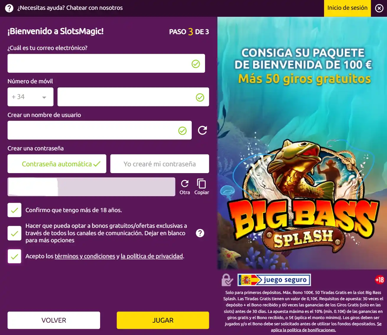 Registrar una cuenta en Slots Magic Casino - Paso 4 Registrar una cuenta en Slots Magic Casino España - Paso 4